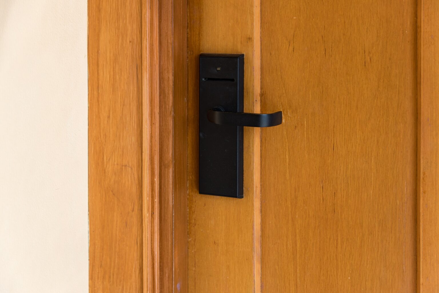 Smart card door key lock system in hotel.